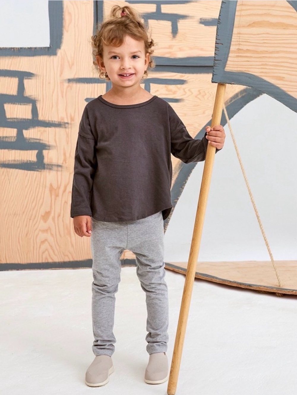 Mini Mioche Children's Grey Stretch Cotton-Layer Leggings